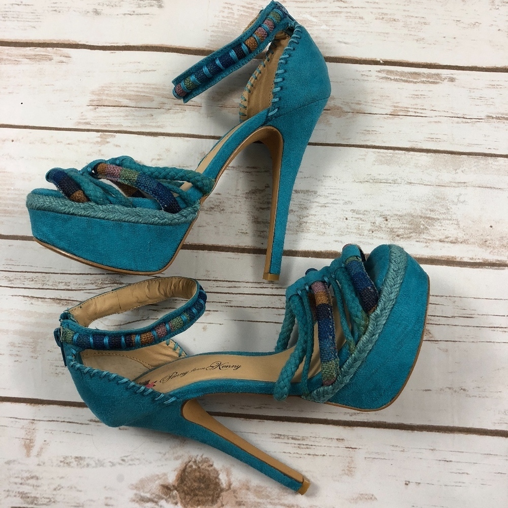 Penny Loves Kenny Teal Drysi Heels 6M - Picture 5 of 8